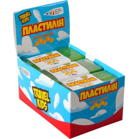 Пластилин восковый "Travel Kids" салатовый 30г "Гамма" 333102
