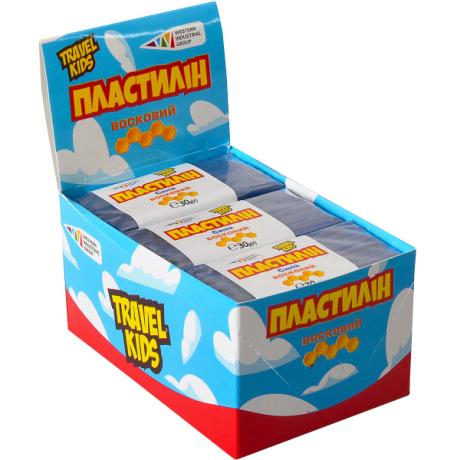 Пластилин восковый "Travel Kids" синий 30г "Гамма" 333105