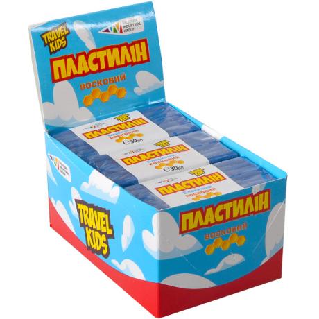 Пластилин восковый "Travel Kids" голубой 30г "Гамма" 333110