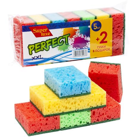Губка для миття посуду 9,5*3,5*6,5см 5+2шт "Super Lux" PERFECT 