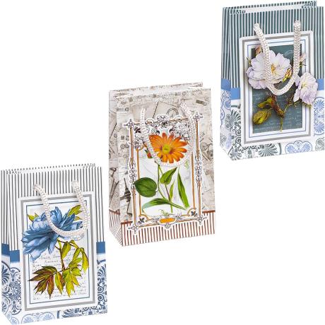 Пакет цветной МИНИ 8*12*3,5см "Цветы" МИКС 0003