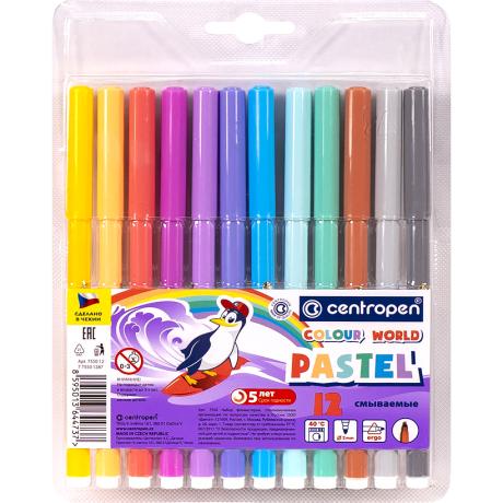 Фломастеры 12 цветов CENTROPEN пастель 7550/12