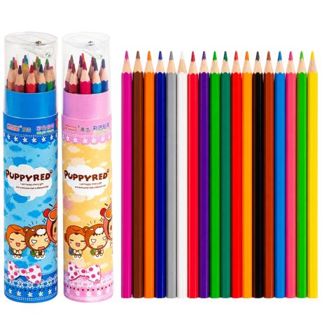 Карандаши 18 цветов в тубусе с точилкой 20*4см Puppyred 6181