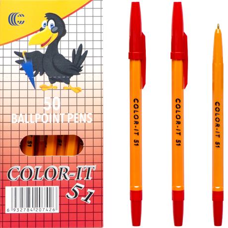 Ручка шариковая COLOR-IT CR51-50 красная