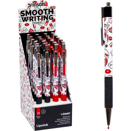 АКЦИЯ! Ручка масляная VINSON Lipstick синяя 222 автоматическая