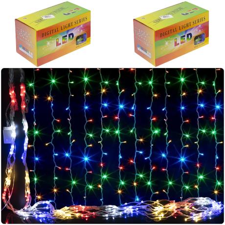АКЦІЯ! Гірлянда світлодіодна "Штора" 3*2м 180 LED мультиколор, від мережі 220V D-4