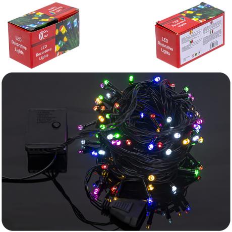 АКЦІЯ! Гірлянда світлодіодна 9м 80 LED мультиколір, чорна, 8 режимів, 220V D-13