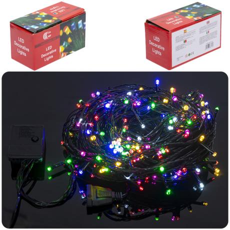АКЦІЯ! Гірлянда світлодіодна 24м 240 LED мультиколір, чорна, 8 режимів, 220V D-16