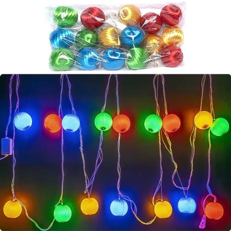 АКЦИЯ! Гирлянда светодиодная 4,5м 16 LED "Шарики шелк", цвет теплый белый, 220V RH-4