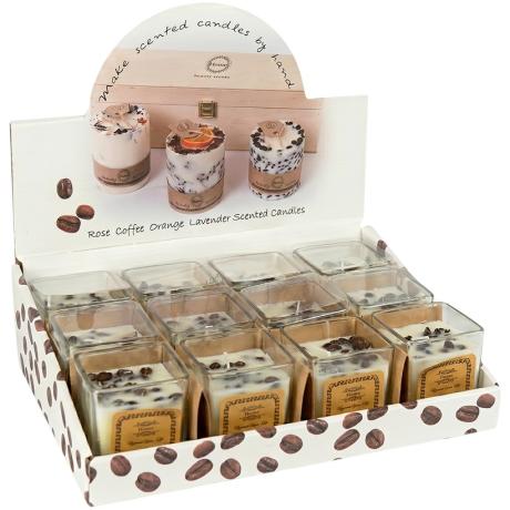 Свеча ароматическая 360г "Coffe" 7*7*7,5см в стеклянном стакане KF005-2 