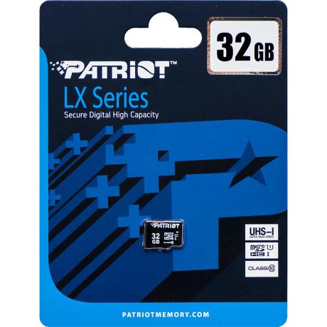 Карта пам’яті Patriot MicroSDHC 32GB UHS-I (Class 10) LX Series (card only) 300663/301501