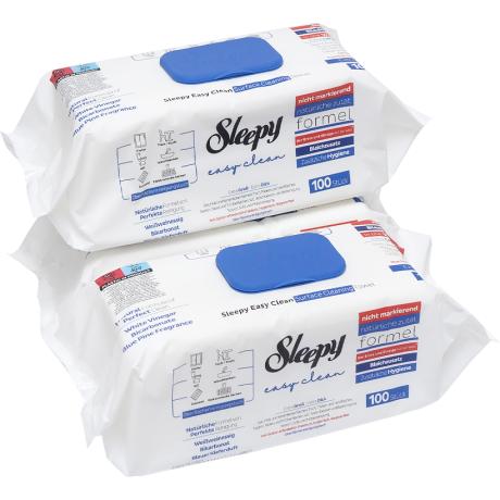 Вологі серветки для прибирання 100шт ТМ SLEEPY Easy Clean Bleach синій клапан