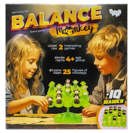 Настольная логическая игра 4+ "Balance Monkey + IQ шашки", 25 фигурок BalM-01 ДТ-БИ-07104