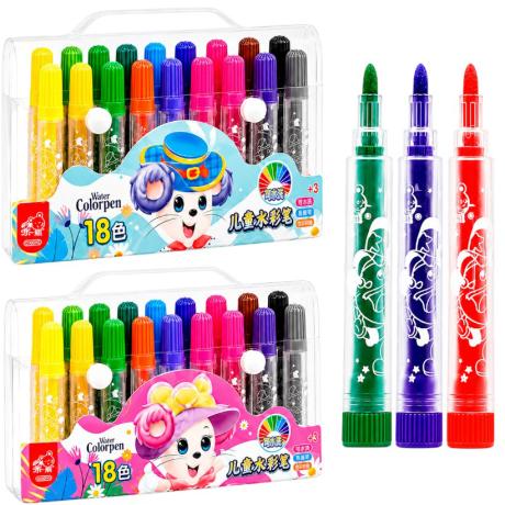РАСПРОДАЖА! Фломастеры 18 цветов "Water color pen" в сумочке 1103-18 