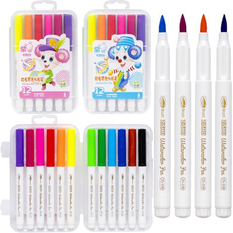 Набір маркерів-пензликів 12 кольорів "Water color pen" у пластиковому боксі 228-12