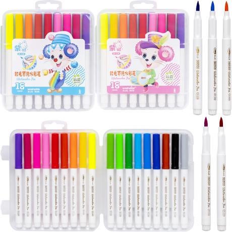 Набор маркеров-кисточек 18 цветов "Water color pen" в пластиковом боксе 228-18