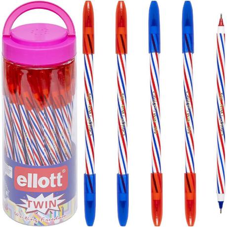 Ручка масляная "Ellott" CL202 PVC двухсторонняя синяя/красная 18см