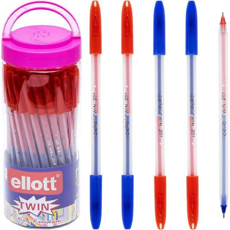 Ручка масляная "Ellott" CL201 PVC двухсторонняя синяя/красная 18см