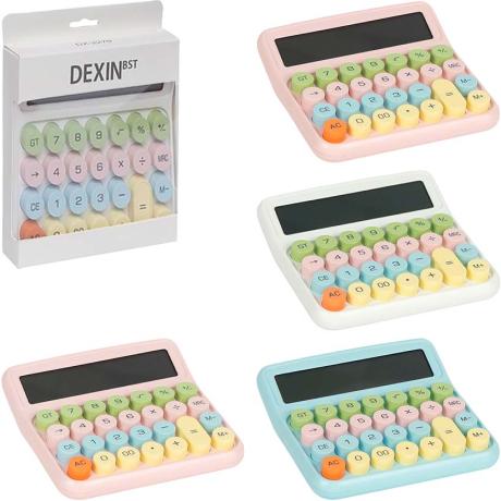 АКЦІЯ! Калькулятор 15*14*3,5см кольоровий з круглими кнопками Dexin DX-2279