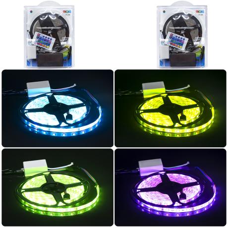 АКЦІЯ! Гірлянда світлодіодна стрічка 5м 12V LED кольорова, для вулиці, з адаптером 5050