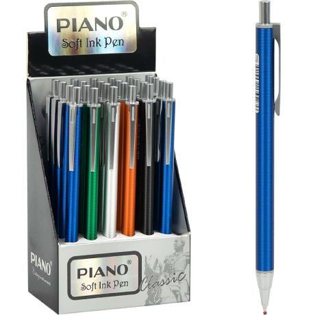 РАСПРОДАЖА! Ручка масляная PIANO автоматическая, корпус металл  PT-033 синяя