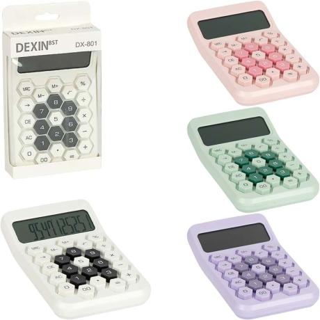 АКЦИЯ! Калькулятор 16*10*2см цветной с кнопками “соты” Dexin DX-801
