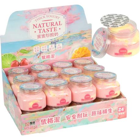 Игрушка-антистресс слайм в банке "Yogurt" 2018-2 (розовый/желтый)