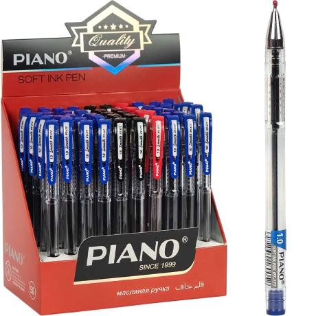 РАСПРОДАЖА! Ручка масляная  PIANO PT-177 ВИТРИНА синяя,черная, красная
