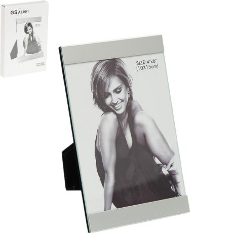 Фоторамка 10*15см стеклянная настольная Silver 4R AL001V6S