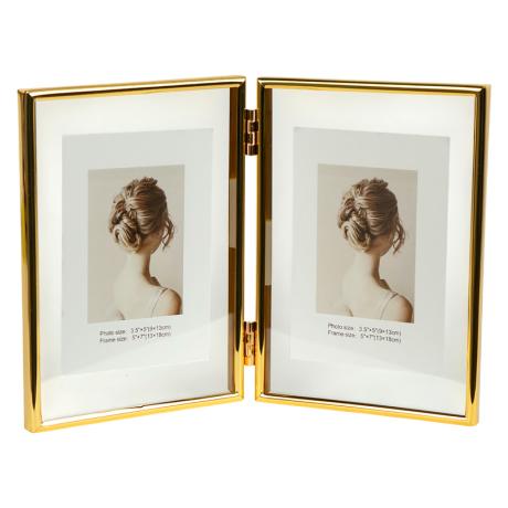 ТОТАЛ! Фоторамка металлическая на 2 фото 13*18см GOLD 5R 12001F7G