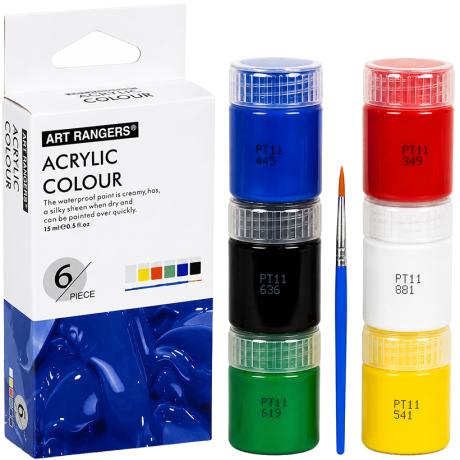 РОЗПРОДАЖ! Фарби 15мл "Art Ranger" 6 кольорів "Acrylic" з пензлем A06015-1