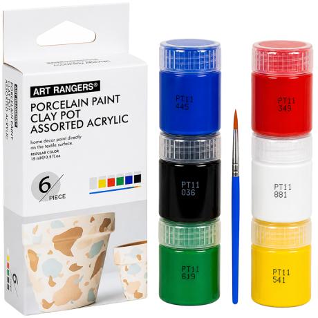 РАСПРОДАЖА! Краски 15мл "Art Ranger" 6 цветов "Porcelain" с кистью A06015-3