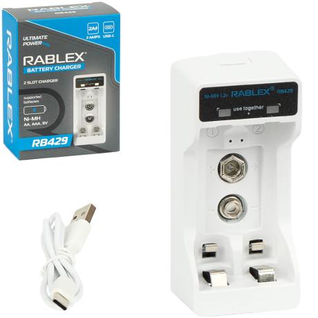 Зарядное устройство "Rablex" для аккумуляторов Ni-MH/AA/AAA/9V RB429 
