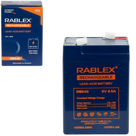 Акумулятор RABLEX 6V 4500mAh RB645 Lead-Acid battery 001698
