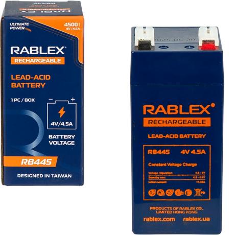 Аккумулятор RABLEX 4V 4500mAh RB445 (4.5А) Lead-Acid battery 001674