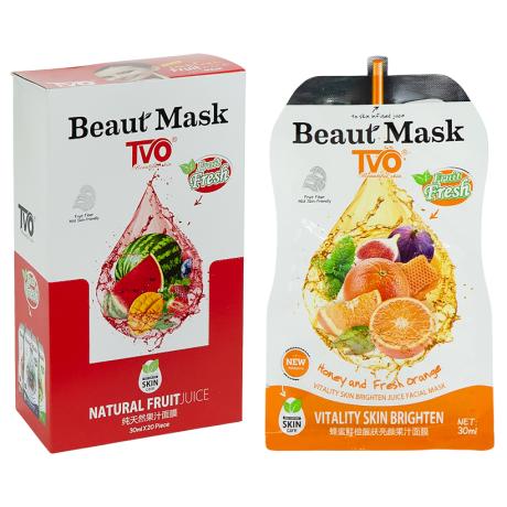 РОЗПРОДАЖ! Маска тканинна 30мл зволожуюча для обличчя "Honey and Fresh orange" TVO 013