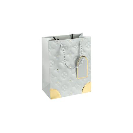Пакет подарочный 12*15*7см с тиснением и золотым декором SILVER HL-1894