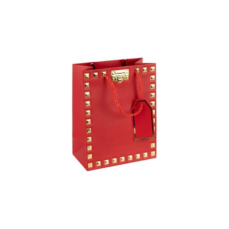 Пакет подарочный 12*15*7см с тиснением фольгой RED HL-1904