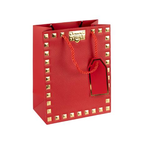 Пакет подарочный 26*32*12см с тиснением фольгой RED HL-1906