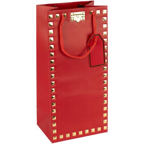 Пакет подарочный 38*18*13см с тиснением фольгой "Бутылка" RED HL-1908