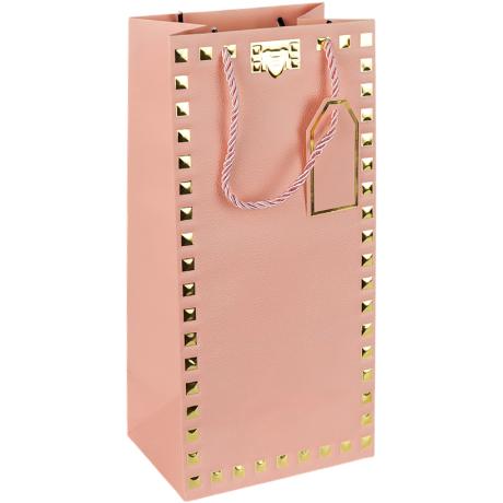 Пакет подарочный 38*18*13см с тиснением фольгой "Бутылка" PINK HL-1918