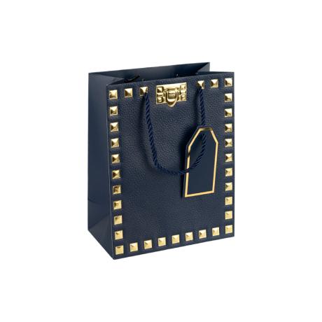 Пакет подарочный 18*23*10см с тиснением фольгой DARK BLUE HL-1925