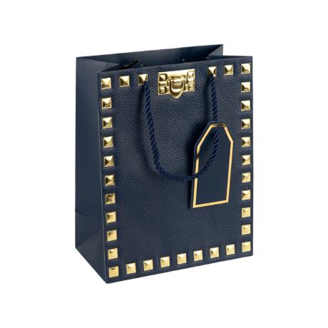 Пакет подарочный 26*32*12см с тиснением фольгой DARK BLUE HL-1926