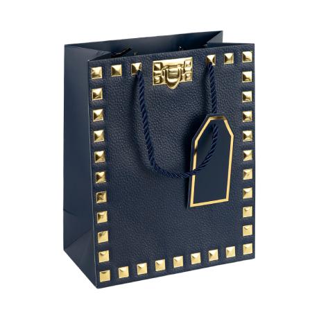 Пакет подарочный 31*42*12см с тиснением фольгой DARK BLUE HL-1927