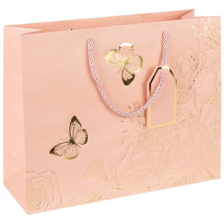 Пакет подарунковий 50*40*15см горизонтальний з тисненням фольгою PINK HL-1948
