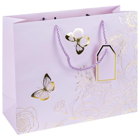 Пакет подарочный 50*40*15см горизонтальный с тиснением фольгой LIGHT PURPLE HL-1951