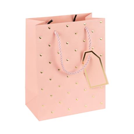 Пакет подарунковий 31*42*12см з тисненням фольгою PINK "Сердечки" HL-1960