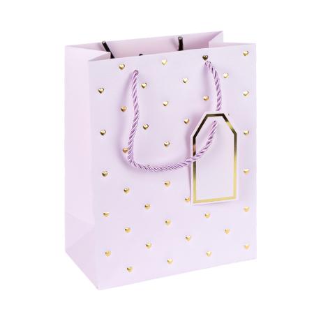 Пакет подарочный 31*42*12см с тиснением фольгой "Сердечки" LIGHT PURPLE HL-1963