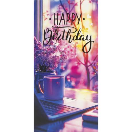 Конверт для денег поздравительный "Happy birthday" КВ 25-13