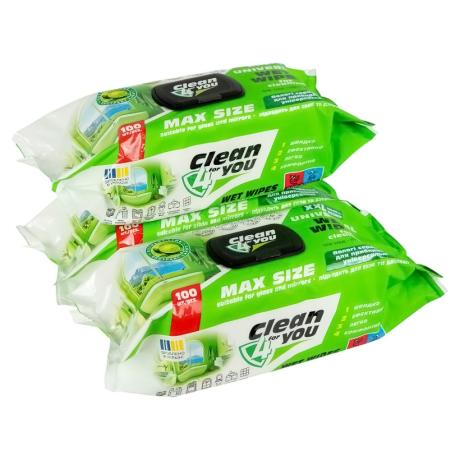 Влажные салфетки для уборки 100шт XXL универсальные с экстрактом лайма ТМ Clean4You 740052